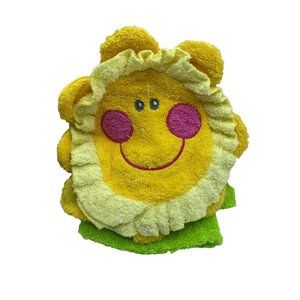 Mullins Square Kids Sun Flower Hand Puppet Washcloth Bath 10" Yellow Green